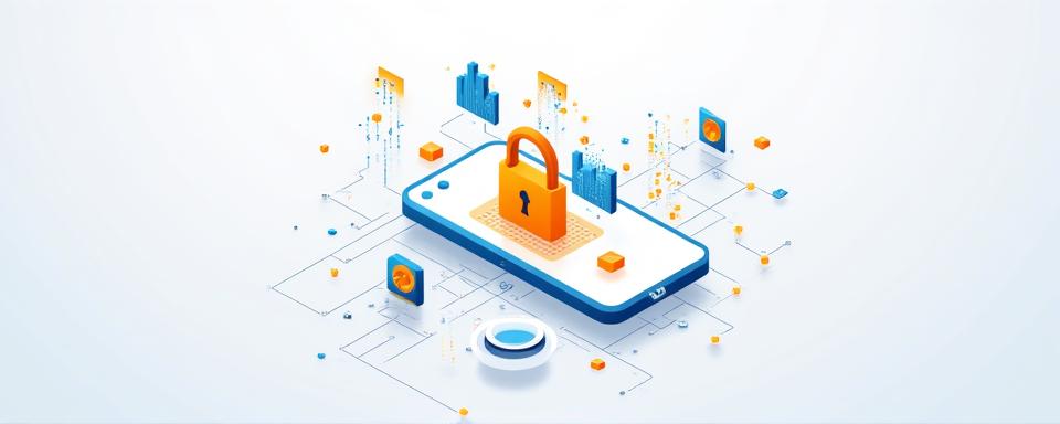 Ilustración de la seguridad de datos con un candado y datos digitales